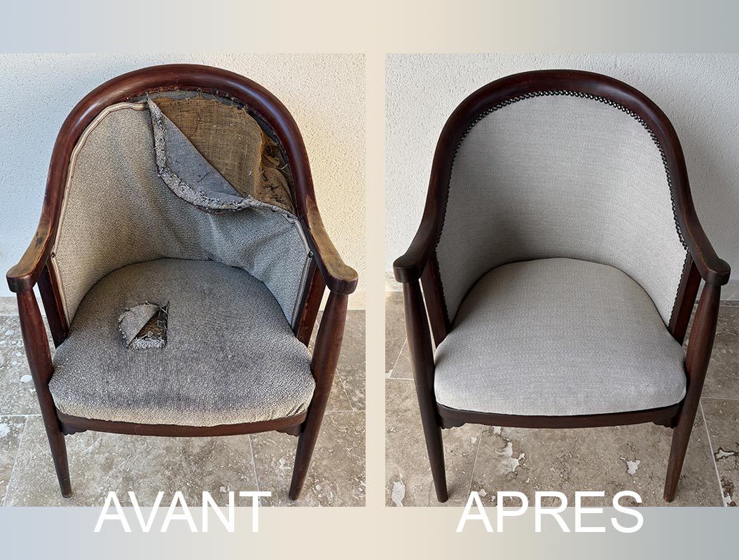 Rénovation tapisserie de fauteuil à Genève